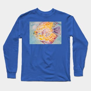 Rainbow Sea Fish Watercolor Painting Long Sleeve T-Shirt